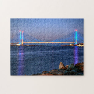 Twilight op de Inlet Bridge van de Indische rivier Legpuzzel