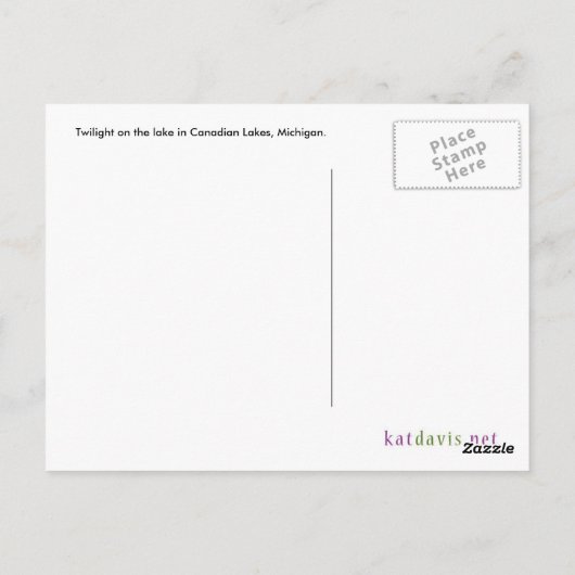 Twilight op het Briefkaart van het meer (Achterkant)