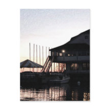 Twilight op het waterfront van het meer, Kingston,