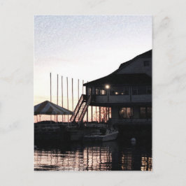 Twilight op het waterfront van het meer, Kingston, Briefkaart