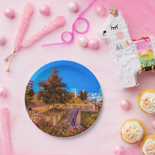 Twilight op Park Central Square Papieren Bordje (Feest)