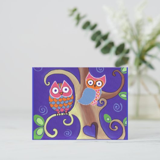 Twilight Owls Briefkaart (Staand voorkant)