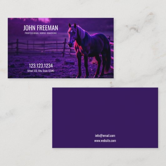 Twilight Paarse Horse Silhouette Equine Visitekaartje (Voorkant / Achterkant)