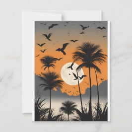 Twilight Palm Trees - Spooky - Blank Notecard Kaart