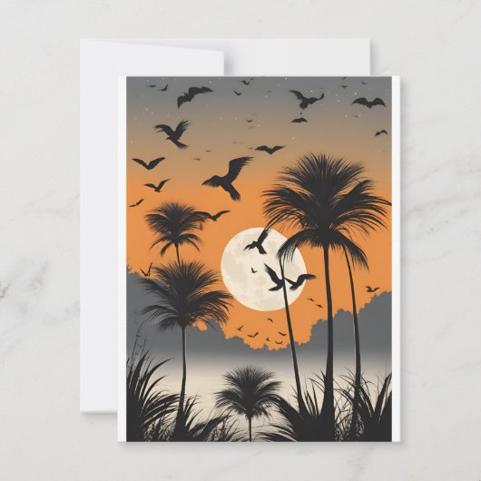 Twilight Palm Trees - Spooky - Blank Notecard Kaart (Voorkant)