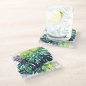 Twilight-palmen - gespleten lef glazen onderzetter (Schuin)