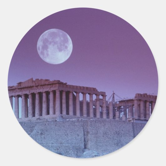 Twilight Parthenon Ronde Sticker (Voorkant)