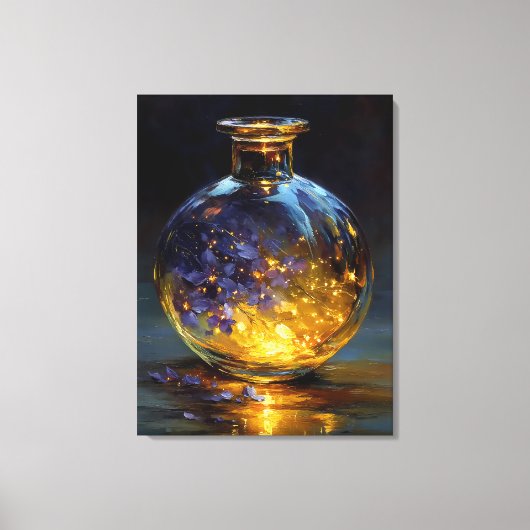 Twilight Petals – Glowing Violet Essence in een fl Canvas Afdruk (Voorkant)