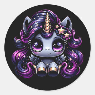 Twilight pony zwart eenhoorn glitter ronde sticker
