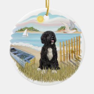 Twilight - Portugese Water Dog #5 (zwart-wit) Keramisch Ornament