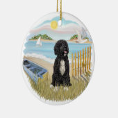 Twilight - Portugese Waterhond #5 (bw) Keramisch Ornament (Rechts)