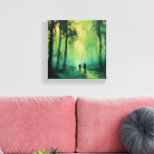 Twilight Promenade op het groene bos Canvas Afdruk (Insitu (Woonkamer))