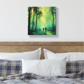Twilight Promenade op het groene bos Canvas Afdruk (Insitu (Slaapkamer))
