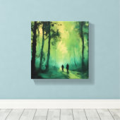 Twilight Promenade op het groene bos Canvas Afdruk (Insitu (Houten vloer))