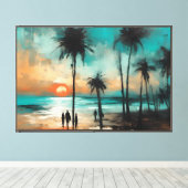 Twilight Promenade op het strand Canvas Afdruk (Insitu (Houten vloer))