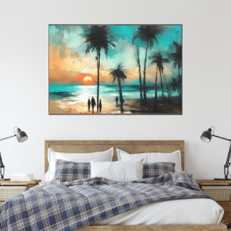 Twilight Promenade op het strand Canvas Afdruk