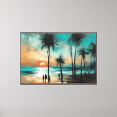 Twilight Promenade op het strand Canvas Afdruk (Voorkant)