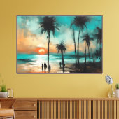 Twilight Promenade op het strand Canvas Afdruk (Insitu (Woonkamer))