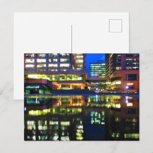 Twilight Reflections City Hall Hull Quebec Briefkaart (Voorkant / Achterkant)