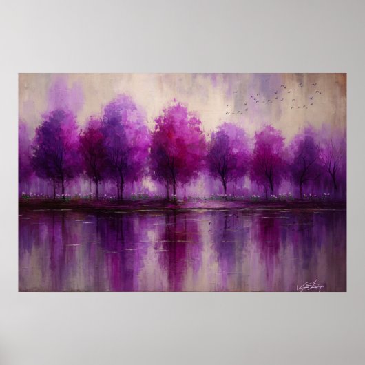 Twilight Reflections - Paarse Bosdroom Poster (Voorkant)