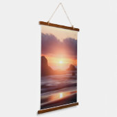 Twilight Reflections: Sunset Shoreline Hangend Wandkleed (Gebogen)