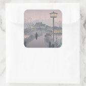 Twilight Regen op pad naar Shinobazu in Japan Vierkante Sticker (Tas)