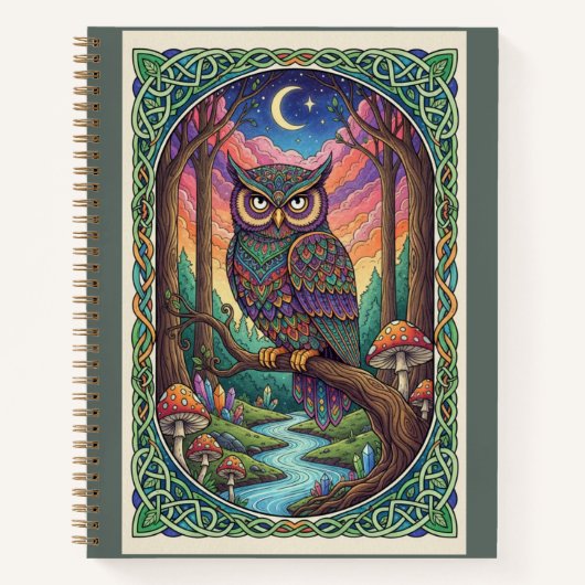 Twilight River Owl Zentangle Forest Journal Notitieboek (Voorkant)