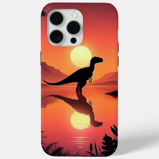 Twilight Roar – Dinosaur Silhouette bij het meer Case-Mate iPhone Case (Achterkant)