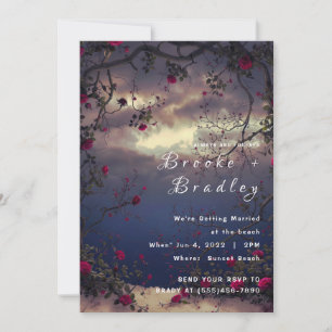 Twilight Rose Sky Beach Bruiloft Kaart