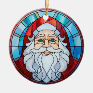 Twilight Santa Portrait Glas in lood Ornament