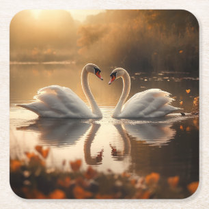 Twilight Serenity - Zwanen in liefde Kartonnen Onderzetters