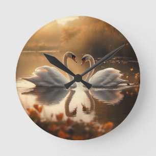 Twilight Serenity - Zwanen in liefde Ronde Klok