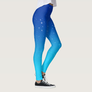Twilight Sky met Stars, Blue en Turquoise Leggings