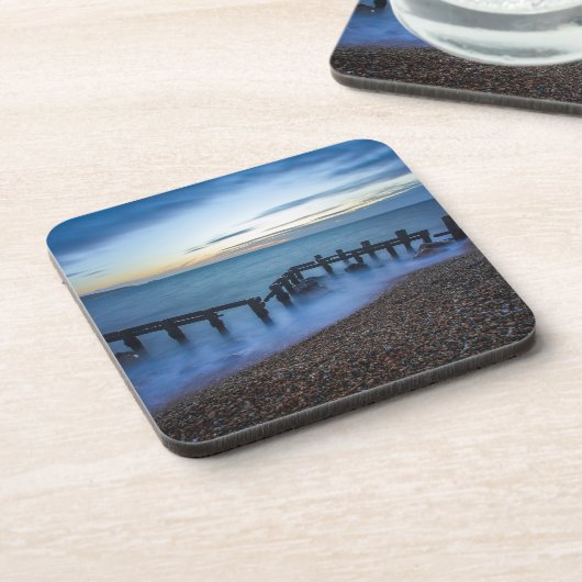 Twilight Sky Over Shoreline en Breakwater Bier Onderzetter (Linkerzijde)