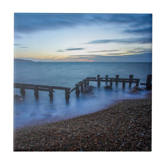 Twilight Sky Over Shoreline en Breakwater Tegeltje (Voorkant)