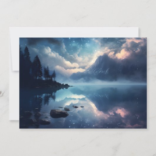 Twilight Starry Lake Mirror Celestial Symphony Feestdagenkaart (Voorkant)