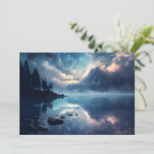 Twilight Starry Lake Mirror Celestial Symphony Feestdagenkaart (Staand voorkant)