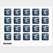Twilight Starry Lake Mirror Celestial Symphony Vierkante Sticker (Vel)