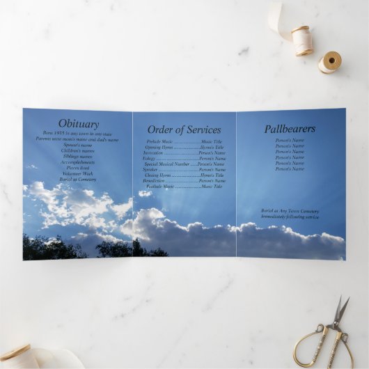 Twilight Sun Rays Five Photo Memorial Drieluik Aankondiging (Binnen)