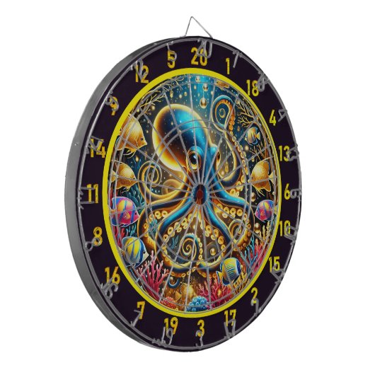 Twilight Tide Octopus Dartboard Dartbord (Voorkant Links)