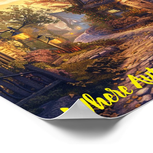 Twilight Tranquillity in een Storybook Village Poster (Hoek)