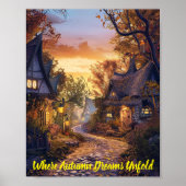 Twilight Tranquillity in een Storybook Village Poster (Voorkant)