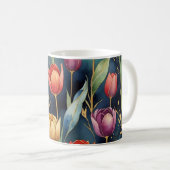 "Twilight Tulips" Botanische Mok door DAKimage (Voorkant rechts)