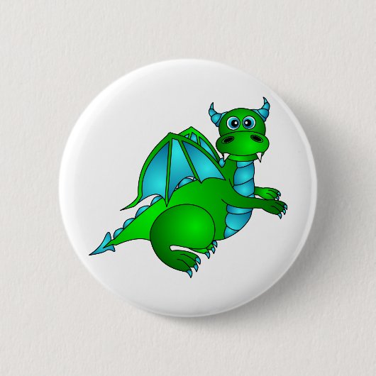 Twilight-vlucht - Cute Green & Blue Dragon Ronde Button 5,7 Cm (Voorkant)