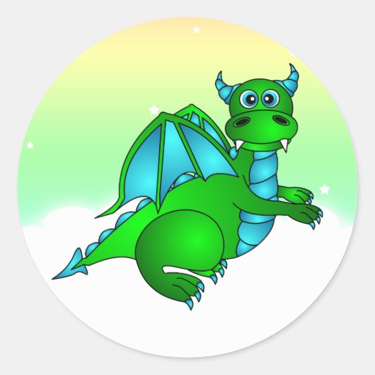 Twilight-vlucht - Cute Green & Blue Dragon Ronde Sticker (Voorkant)