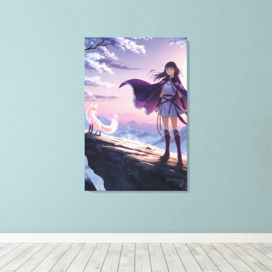 Twilight Warrior | Anime Fantasy Canvas Afdrukken (Insitu (Houten vloer))