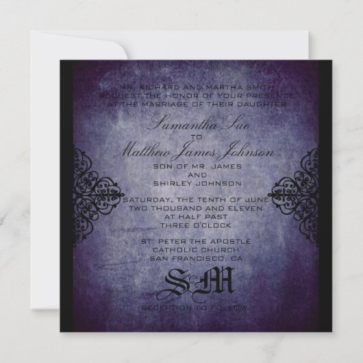 Twilight Wedding Invite Square Kaart (Achterkant)