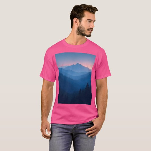 Twilight Whisper Mystical Mountain Landscape Graph T-shirt (Voorkant volledig)