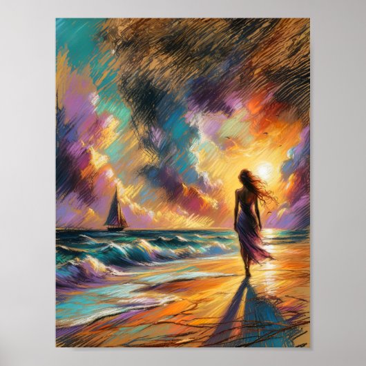 Twilight Whispers: Elegantie op de Ebbing Shore Poster (Voorkant)