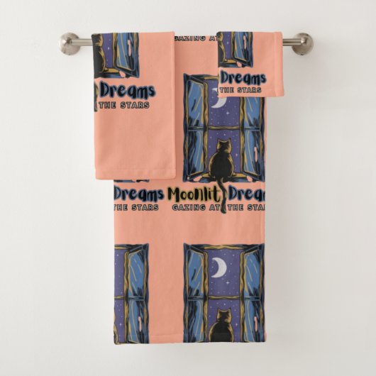 Twilight Wonder: Zwarte kat onder de maansikkel Bad Handdoek (Insitu)